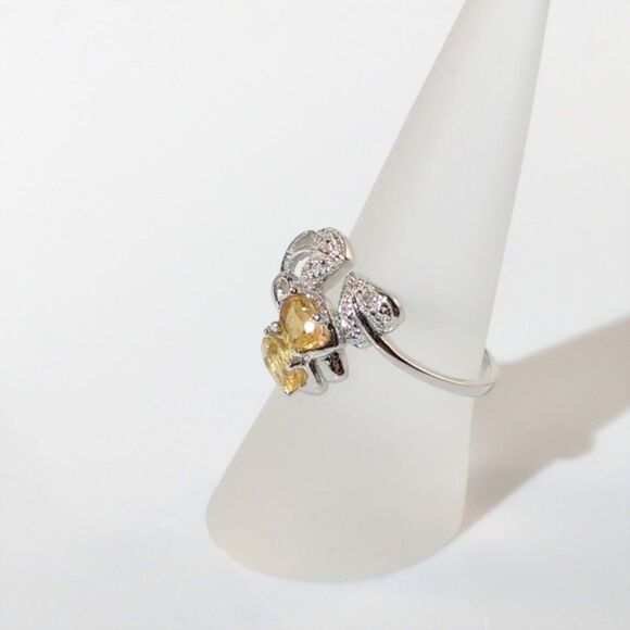 Citrine Bypass Ring Sterling Silver Size 7 - Picture 1 of 8